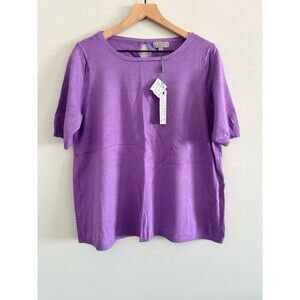 Joseph A. Sweater Womens Size Large Purple Short Sleeve Spring New